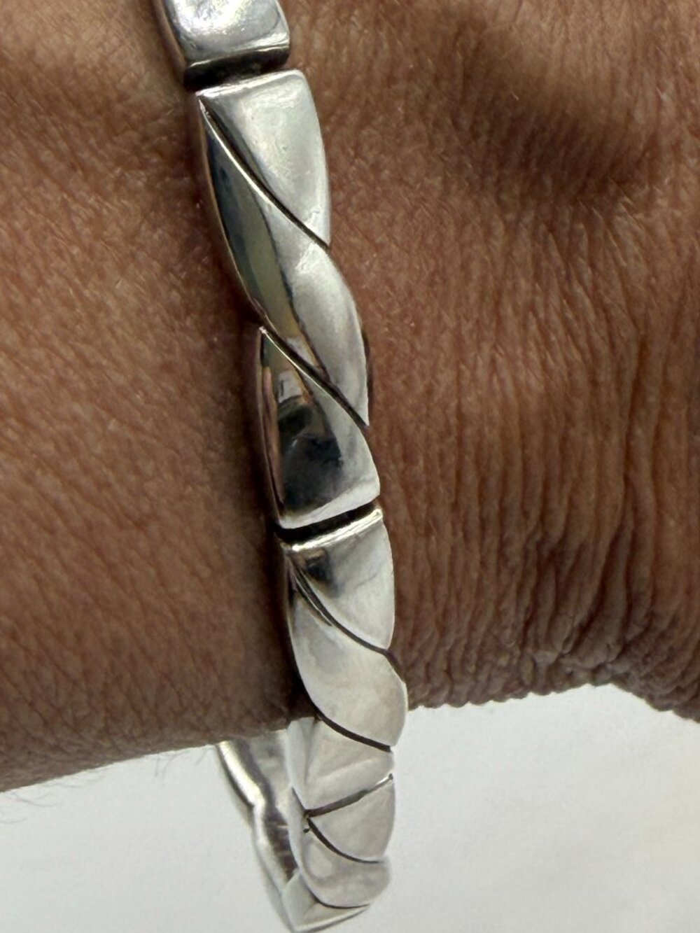 Solid Sterling Silver (925) Modern Twisted Link Bracelet, 7.5"